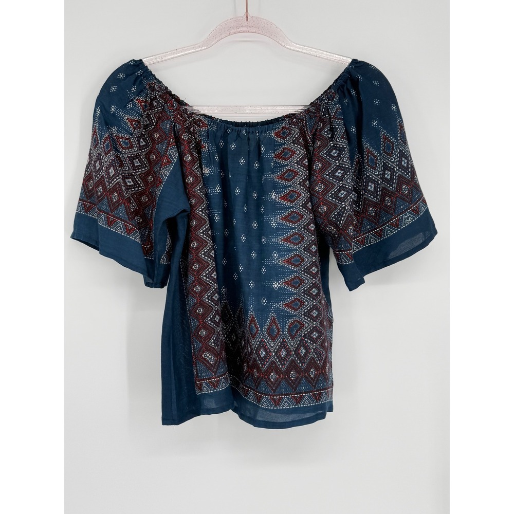 Japna Bohemian India Off Shoulder Bardot Top Womens Sz M Short Sleeve Blouse